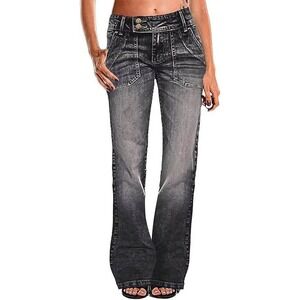 Flamingals Women's Denim Jeans Dark Wash Bootcut Size XL